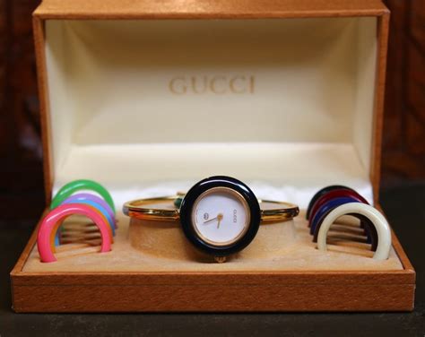 gucci watch with coloured bezels|vintage Gucci change bezel watch.